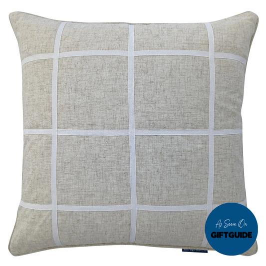 VISTA Linen and White Windowpane Cushion Cover | Mirage Haven 